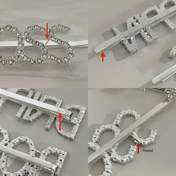 Crystal Rhinestone Studded Metal Hair Pin Accessories “DRIPPIN” & “BOSS” Set - Picture 5 of 11